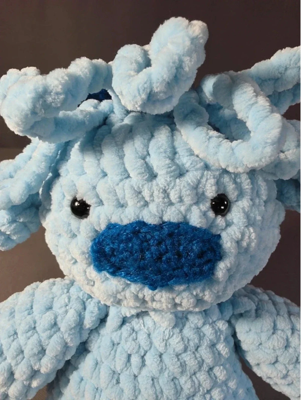 Handmade Blueberry Highland Cow Crocheted Plushie Amigurumi Toy